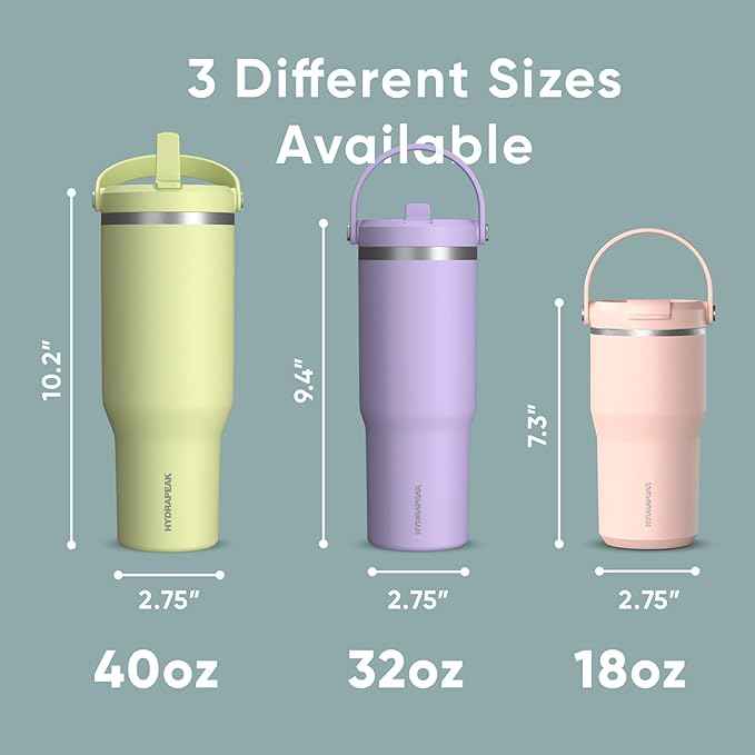 Hydrapeak Nomad 32 oz Tumbler with Handle and Straw Lid, Leakproof, Double Insulated, 32oz Cup Stainless Steel (Almond)
