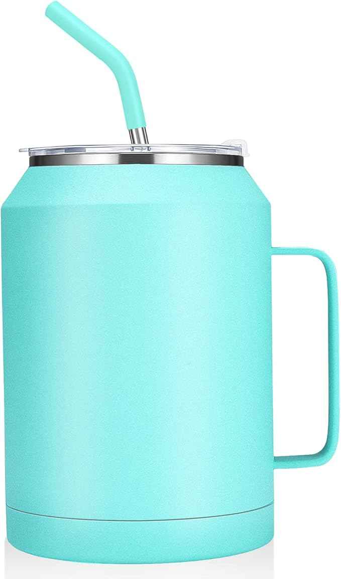 Zenbo 50 oz Mug Tumbler – Stainless Steel Vacuum Insulated Mug with Handle,Lid and Straw,Keeps Drinks Cold up to 36 Hours – Sweat-Proof Body, Dishwasher Safe