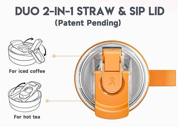 Meoky 24oz Travel Mug, Triple Insulated Stainless Steel Tumbler with Handle and 2-in-1 Straw and Sip Lid, 100% Leak Proof, Keeps Cold for 24 Hours or Hot for 8 Hours, Cupholder Friendly (Maple)