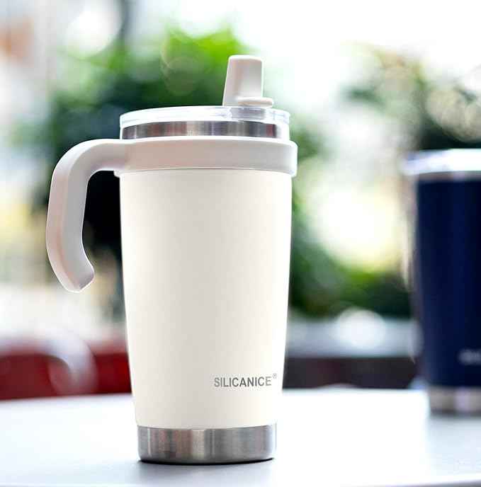 For Iced Coffee & Smoothies – Never Drink from a Moldy Lid Again: 20oz Hygienic Tumbler, 100% Leakproof Lid & Removable Foldable Spout. Reinforced Base, Fits Cup Holders - Cream