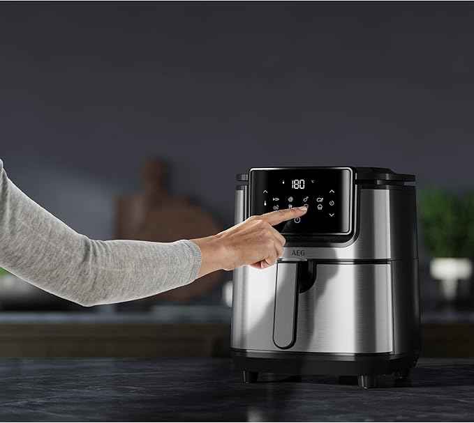 AEG AF6-1-4ST Heißluftfritteuse/Frittieren/Grillen/Braten/Backen ohne/wenig Öl / 8 Programme / 3,5 l Fassungsvermögen/spülmaschinenfest/LED Touch-Display/programmierbar/Edelstahl