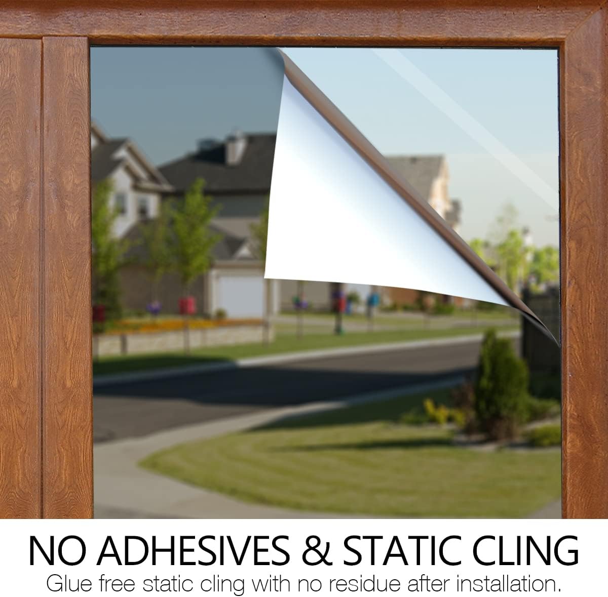STATINT Privacy Window Film One Way Mirror Glass Tint Heat Control Sun UV Blocking Sliding Door Tinting Reflective Static Cling for Home, Black-Silver, 17.5 Inch X 6.5 Feet
