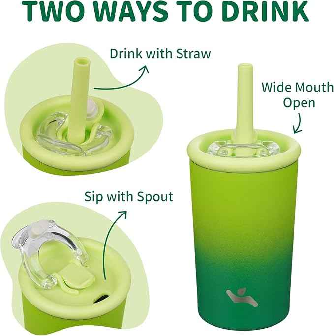 Konokyo 13oz Insulated Tumbler with Lid and Straw, Reusable Iced Coffee Cup with Lid, Travel Coffee Mug, BPA-Free, Leak-Proof and Durable, Matcha Green