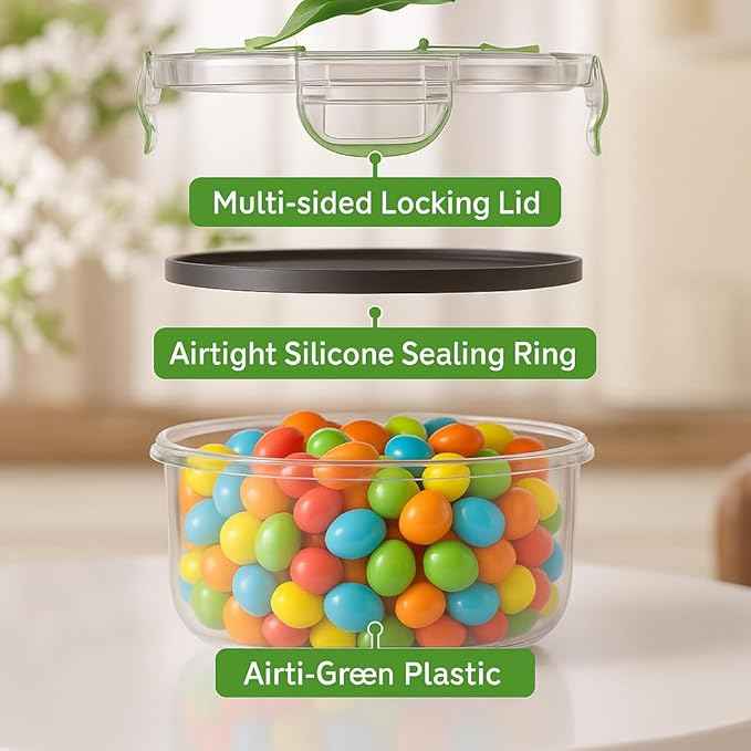 RockBerry 50 Pcs Large Food Storage Containers with Lids Airtight-85 OZ to small Containers-Total 526OZ Stackable Kitchen Set -BPA Free Leak proof containers- Freezer Microwave safe