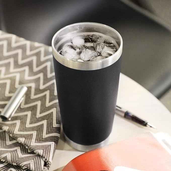DOMICARE 20oz Stainless Steel Tumbler Bulk with Lid, Double Wall Vacuum Insulated Travel Mug, Powder Coated Coffee Cup, Mix, 12 Pack