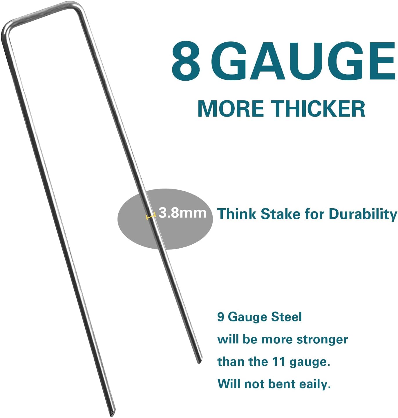 6 Inch Landscape Staples, More Thicker Heavy Duty 8 Gauge Galvanized Landscape Stakes, 125 Packs Garden Staples for Lawns, Weed Barriers, and Landscape Fabrics, Irrigation Hose, Tent Pegs ﻿