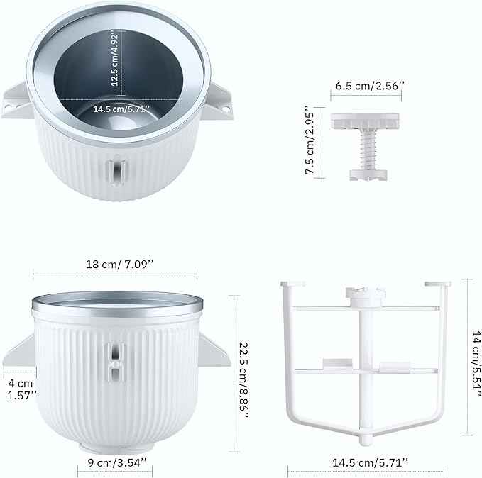 Ice Cream Maker Attachment for KitchenAid Stand Mixer, Ice Cream Bowl Compatible with 4.5Qt and Larger Stand Mixers, Ice Cream & Sorbet Gelato Maker Attachment, 2 Quart, White