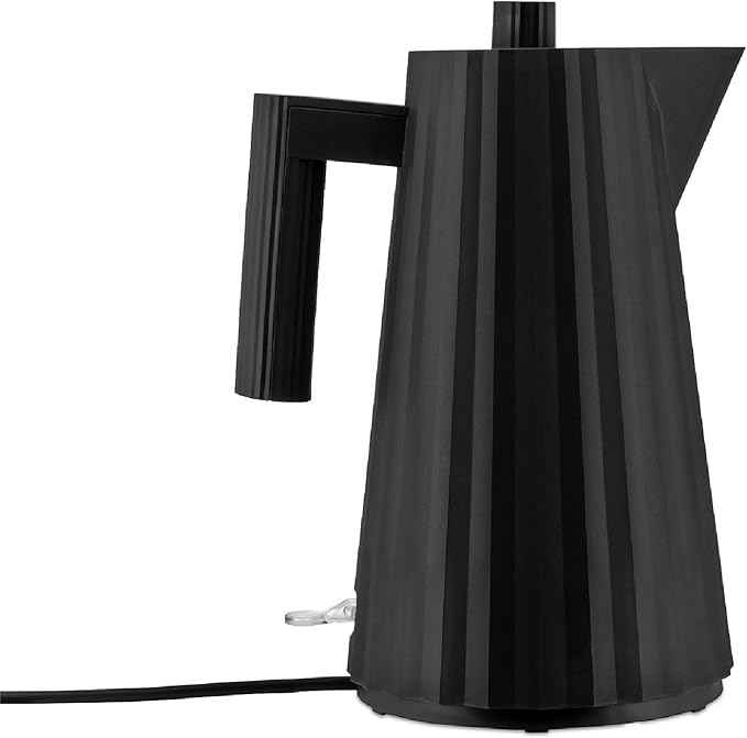 Alessi Plissé MDL06 B/UK Designer Electric Kettle, Thermoplastic Resin, UK Plug 2400 W, 170 cl, Black