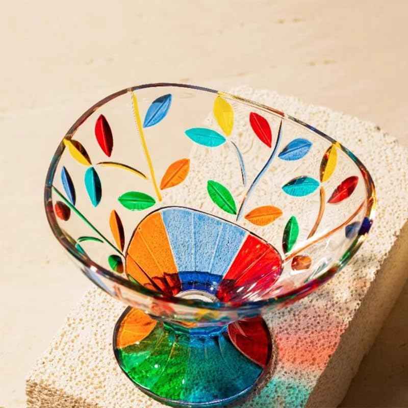 Decorative Candy Dish Crystal Bowl, Colorful Glass Christmas Candy Dish for Centerpieces Decor, Decorative Bowl for Candies, Painted Cu´