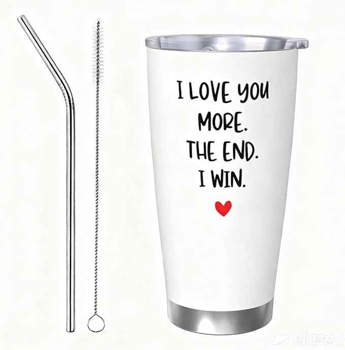 Gift For Couples Anniversary & Valentine's Day with Romantic Love Quote, White Insulated Coffee Cup，20 oz Tumbler