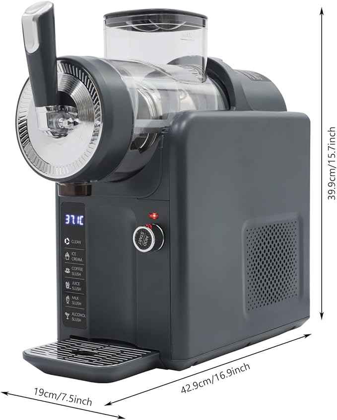 Slushie Machine, 185W Commercial Grade Frozen Drink Maker with 5 Modes + Self-Cleaning, 0.48Gal Capacity for Milkshakes Ice Cream Slushies, Home Party Restaurant Bar Use (Grey)