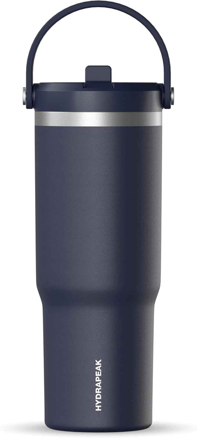 Hydrapeak Nomad 32 oz Tumbler with Handle and Straw Lid, Leakproof, Double Insulated, 32oz Cup, Stainless Steel | Navy