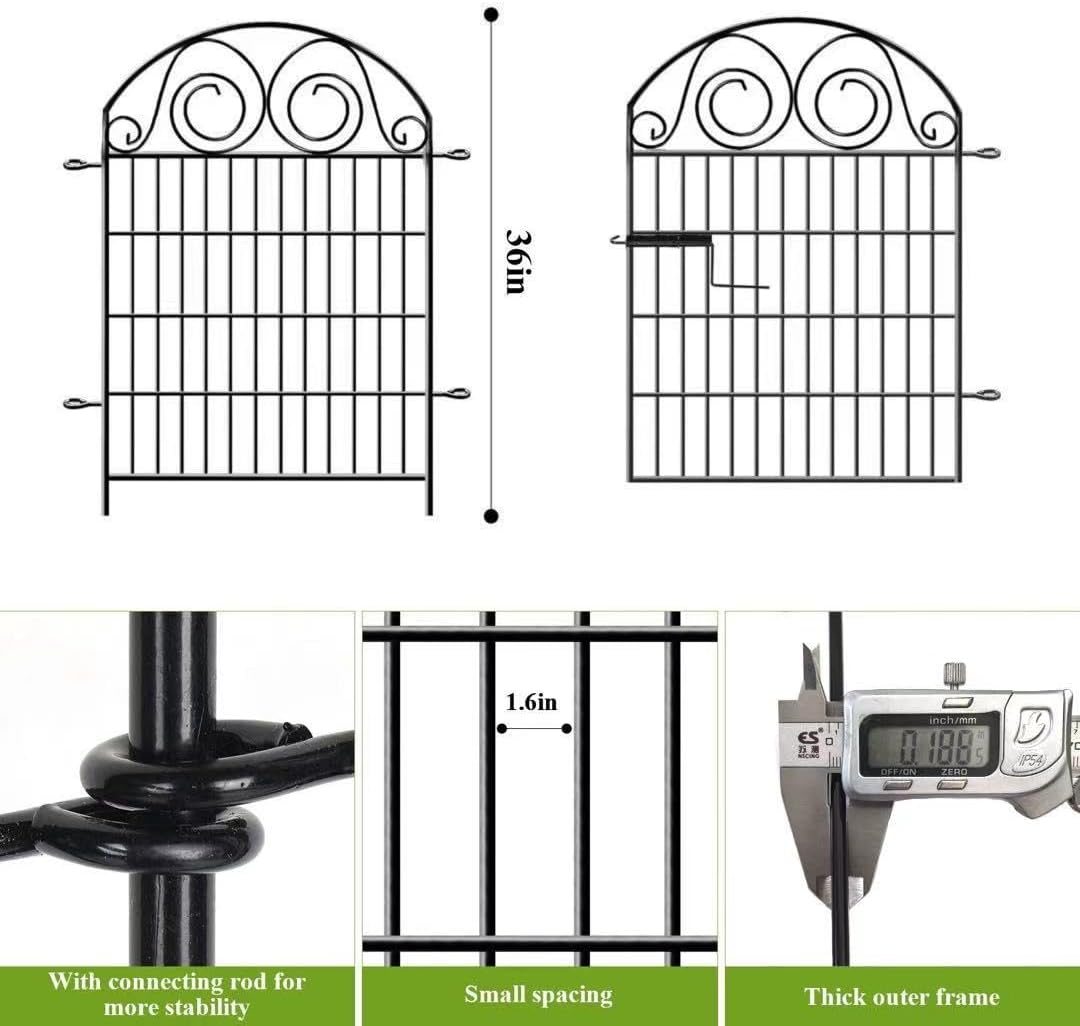 Tall Garden Fencing 36 Inch High, 2 Panels Total Length 4.4 Ft Dog Fence Outdoor for Yard, Dog Digging Fence Barrier, Decorative Fences for Yard│Patented