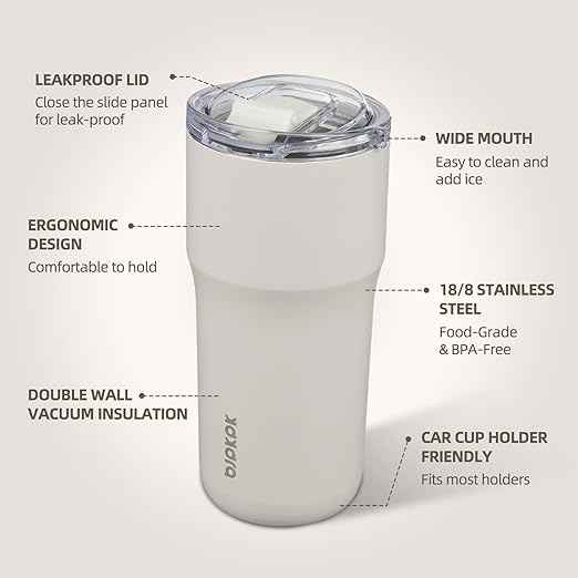 BJPKPK Insulated Tumbler,20oz Stainless Steel Tumbler with lid,Double Wall Travel Coffee Mug Thermal Cup,Keep Drinks Cold and Hot,White