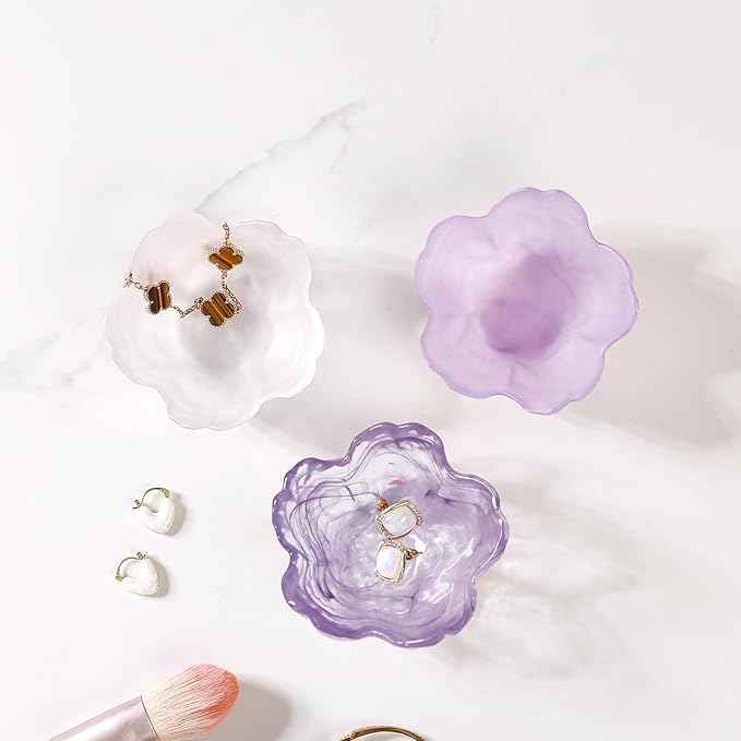 Gifts for Women Flower Jewelry Dish Ring Holder Jewelry Tray Vanity Organizer Room Decor Aesthetic Dorm Bathroom Decor Decorative Trinket Dish for Rings Earrings Necklaces Friendship Birthday Gifts