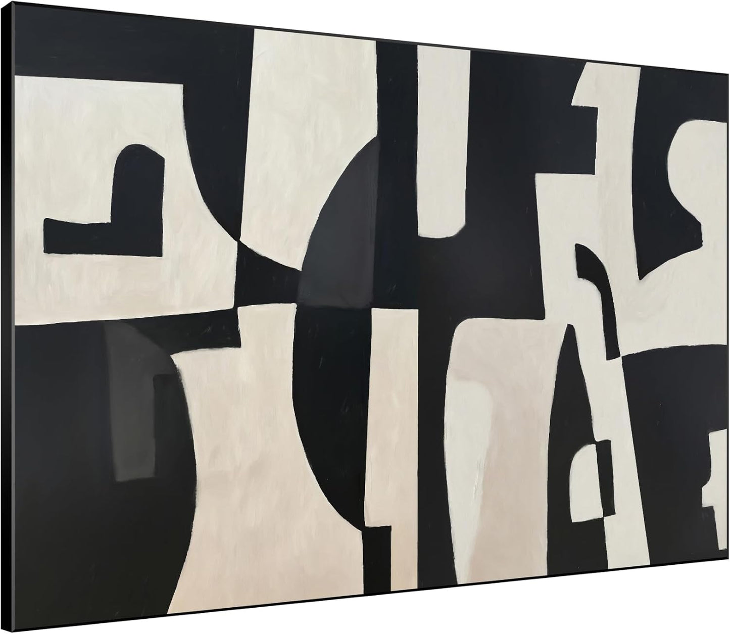 SIGNWIN 60"x72" Extra Large Framed Wall Art Black and White Abstract Geometric Design, Minimalist Modern Print for Home Living Room Bedroom Decor (Frame Assembly Required)