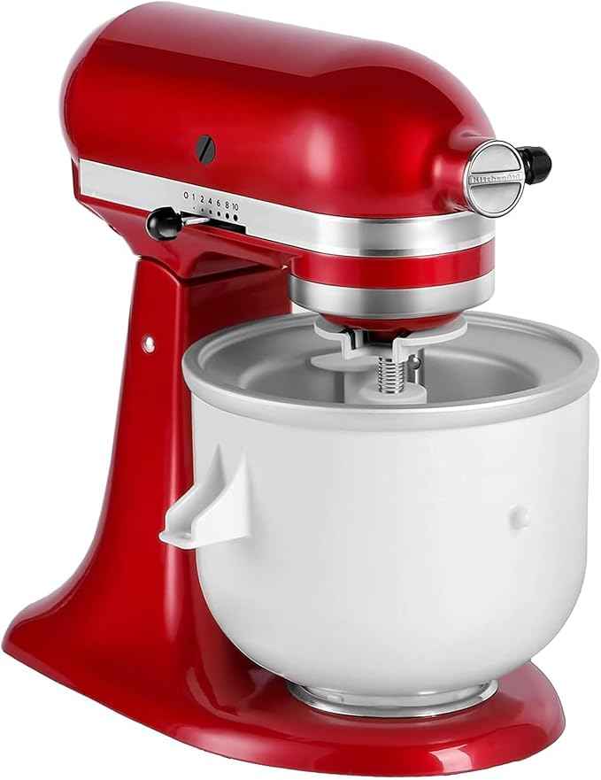 2 Quart Ice Cream Maker Attachment with Mixing Paddle and Drive Assembly, Compatible with 4.5/5 Quart Tilt-Head Stand Mixer K45SS, KSM75, KSM150 and 6 Quart Bowl-Lift Stand Mixers