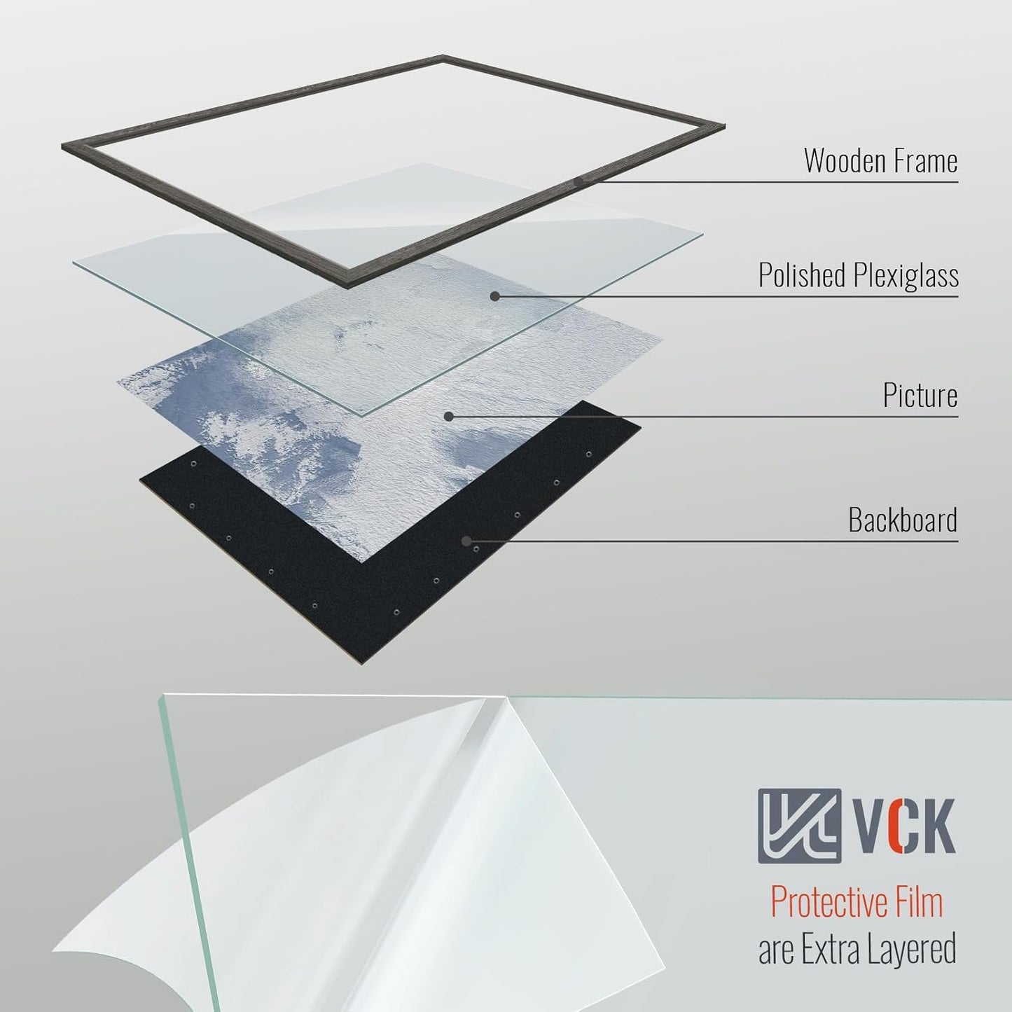 VCK 18x24 Frame Set of 3, Gray Solid Wood Poster Picture Frame, Exclusive Wood Grain, Wall Gallery Frame