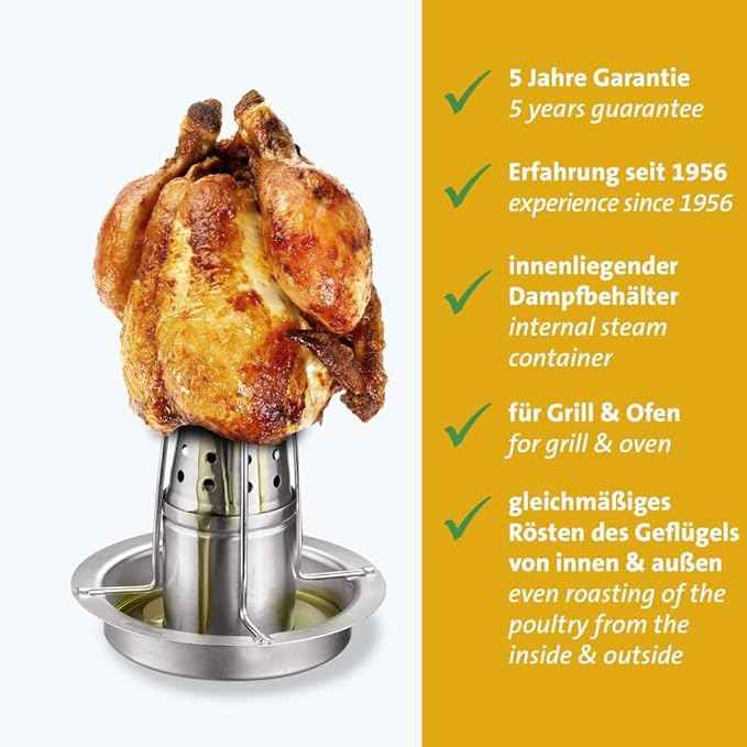 Westmark Chicken Grill - Practical Aid for Even and Crisp Cooking of Your Roast Chicken, Ideal for Grill and Oven - Stainless Steel