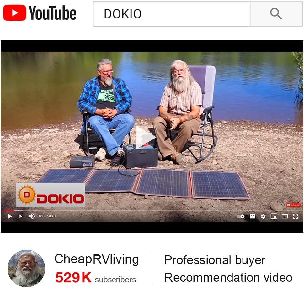 DOKIO 100W Portable Foldable Solar Panel Kit, Compact 21x28in Design 5.9lb with Standalone Controller and USB, Monocrystalline Charger for 12V Batteries, Power Stations, RV Camping Emergency Use