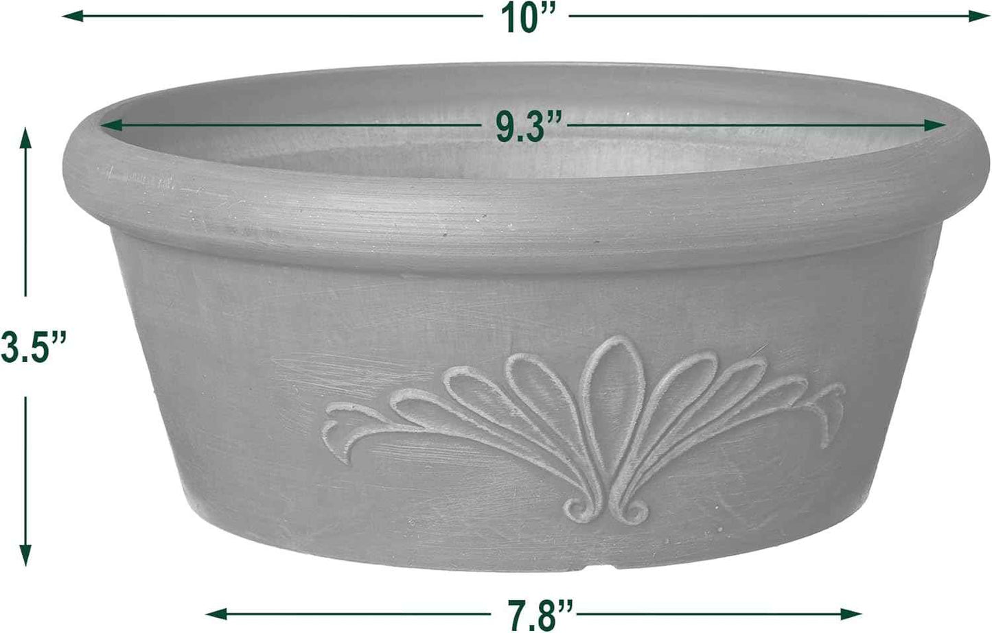 Arcadia Garden Products PSW Pot TA25DC Collection Shallow Bulb Pan Planter Dish Low Bowl for Succulents, Bonsai, Fairy Gardens, Herbs, 10-inch, Dark Charcoal, 10"x3.5"