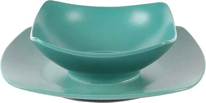 Gibson Home Zen Buffet Matte Porcelain 8 Piece Chip and Scratch Resistant Plates and Bowls Dinnerware Set - Green, Service for 4 (8pcs)