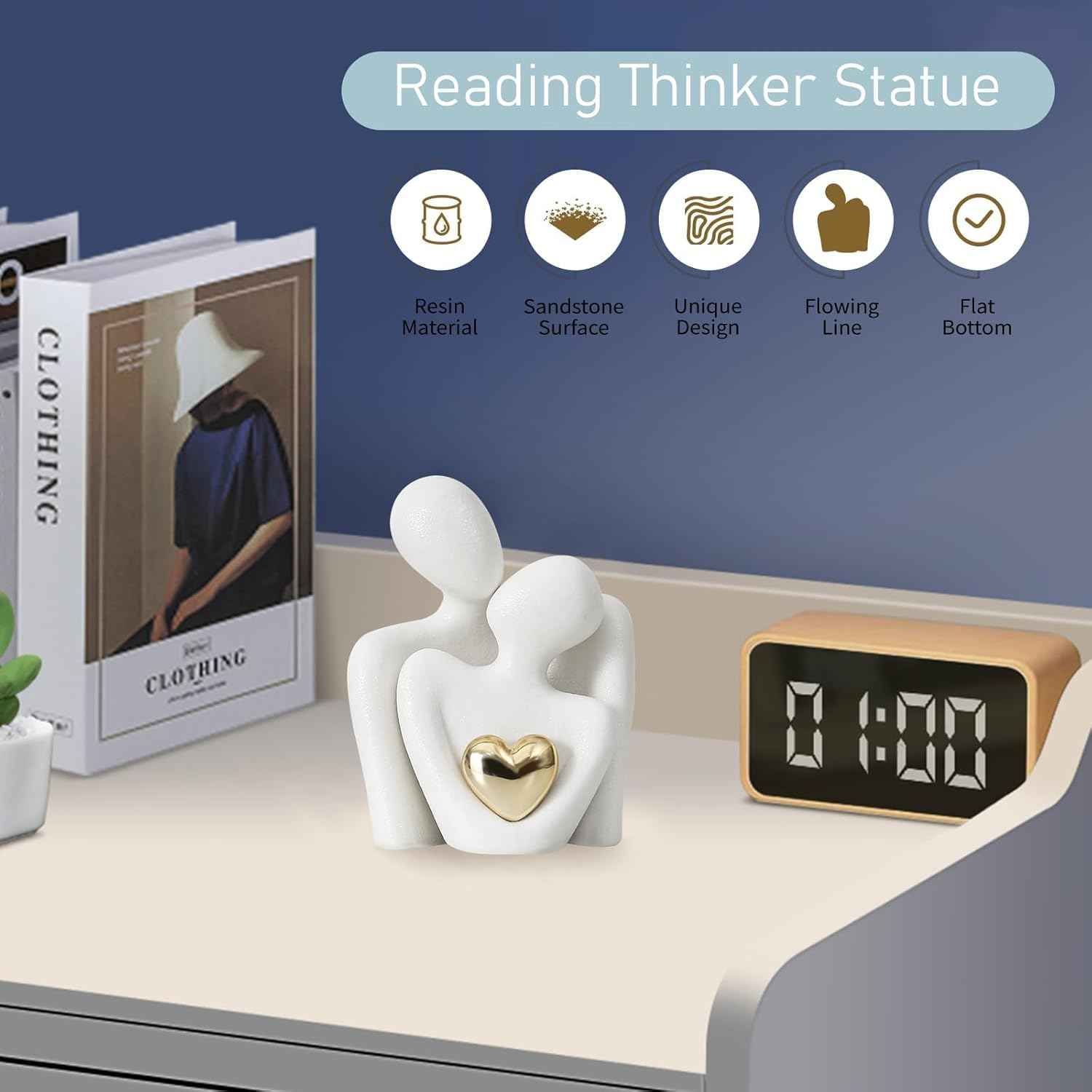 Starfa Mini Couple Statue Tv Stand Decor Items for Living Room,Modern Shelf Decor for Couples,Ceramic Couple Statue,Adornos para Sala Modernos,Nightstand, Knick Knacks for Shelves