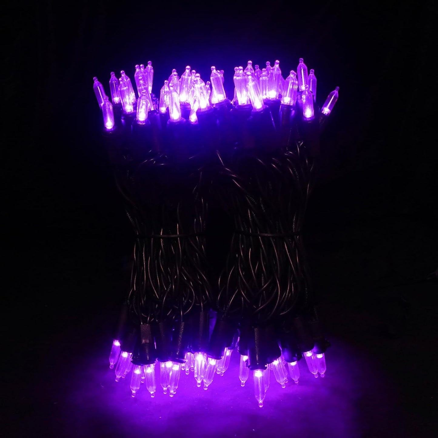 Purple Halloween LED Lights - 2 Pack 100 Count Purple Christmas String Lights for Tree, Party, Holiday, Indoor/Outdoor Halloween Decorations, 2 Sets 33 Feet Black Wire, UL Certified, Connectable