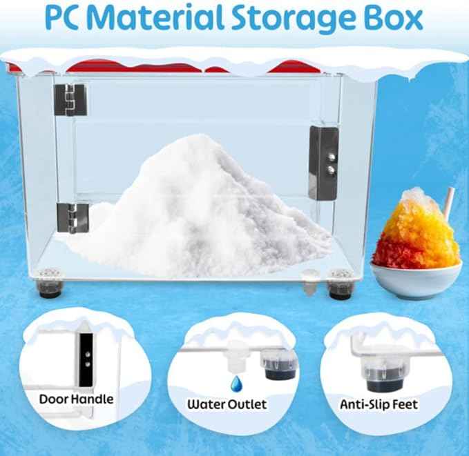 Ice Crusher Machine - Snow Cone Machine with Dual Stainless-Steel Blades - 440lbs/hour 250W Shaved Ice Machine with 39L Capacity - Slushy Machine for Home, Bar or Restaurant by Great Northern Popcorn