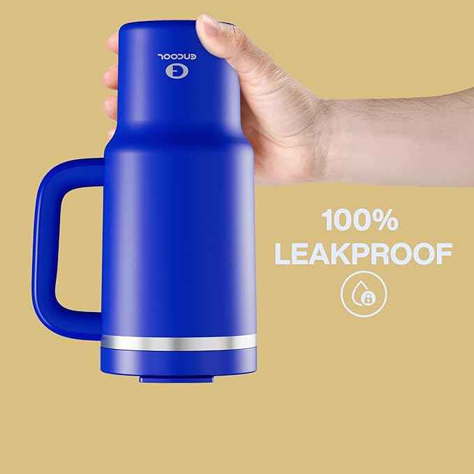 32 oz Tumbler with Handle and Straw: Stainless Steel Insulated Tumbler Keeps Cold for 24 Hours, Leakproof Travel Cup Fits in Cup Holder and BPA-Free,Royal Blue