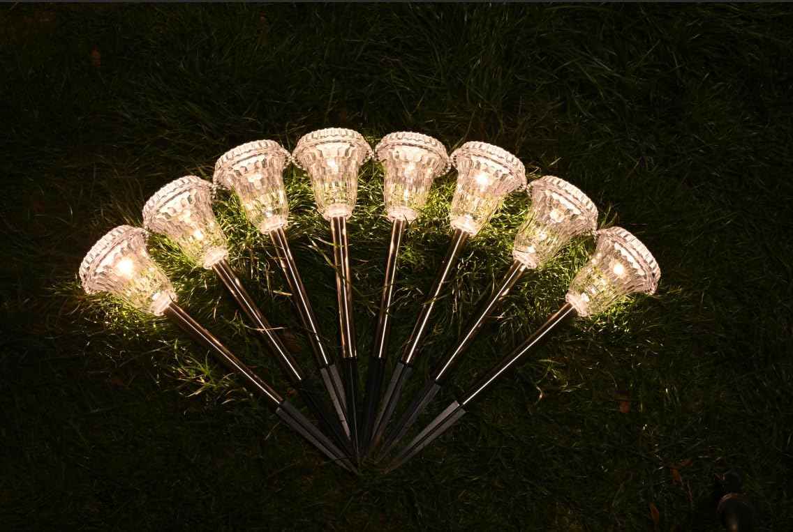 Solar Lights Outdoor Pathway Waterproof, Multicolor Decorative Garden Lights for Walkway Driveway Yard Lawn, Acrylic Solar Powered Landscape Path Lights, 10 Modes (3 White&7 Diverse Colors), 4 Pack