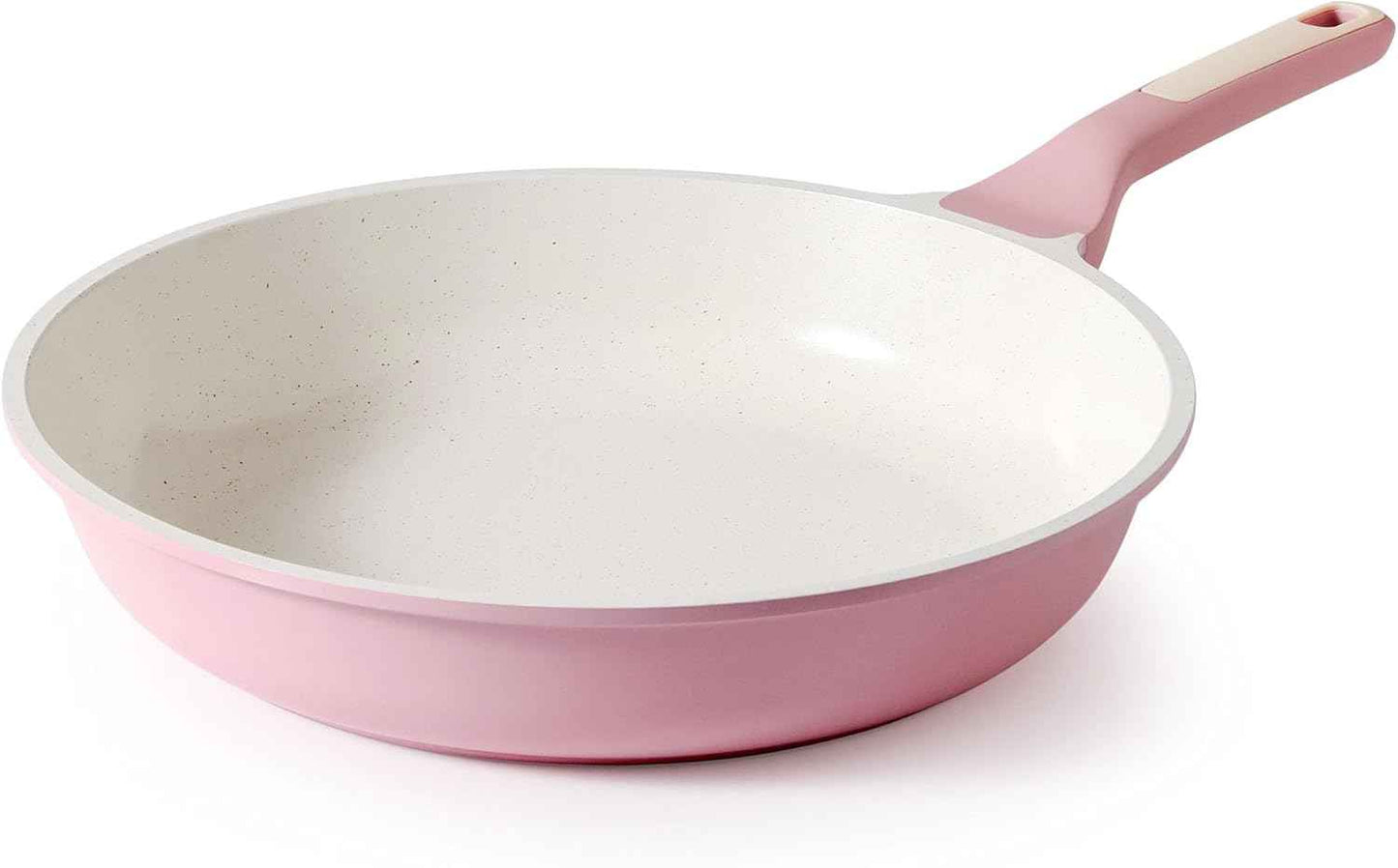SENSARTE Nonstick Ceramic Frying Pan 10-Inch, Healthy Non Toxic Skillet, Induction Compatible Omelet Pan with Heat Resistant Handle, PFAS-Free, Pink