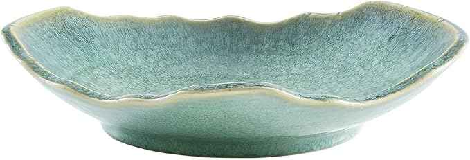 Large Ceramic Decorative Bowl, 12" Green Reactive Glaze Centerpiece Bowl, Modern Coffee Table Decor, Entryway Catchall Key Bowl, Decorative Fruit Bowl for Dining Table Living Room (12'')