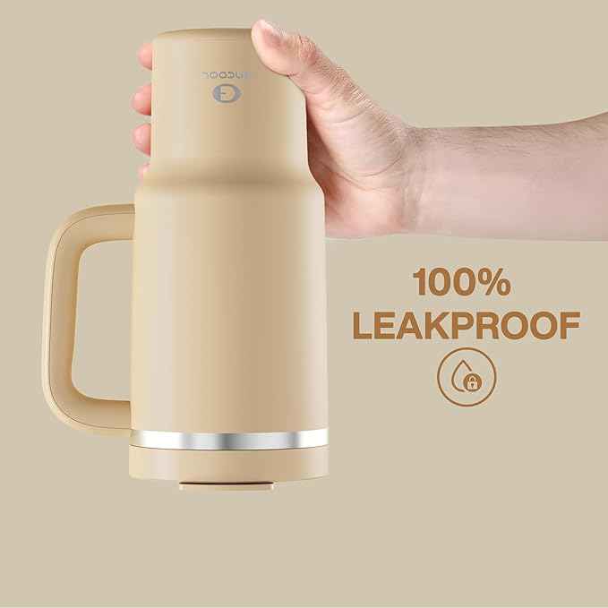 ENCOOL 32 oz Tumbler with Handle and Straw: Stainless Steel Insulated Tumbler Keeps Cold for 24 Hours, Leakproof Travel Cup Fits in Cup Holder and BPA-Free, Indian Khaki