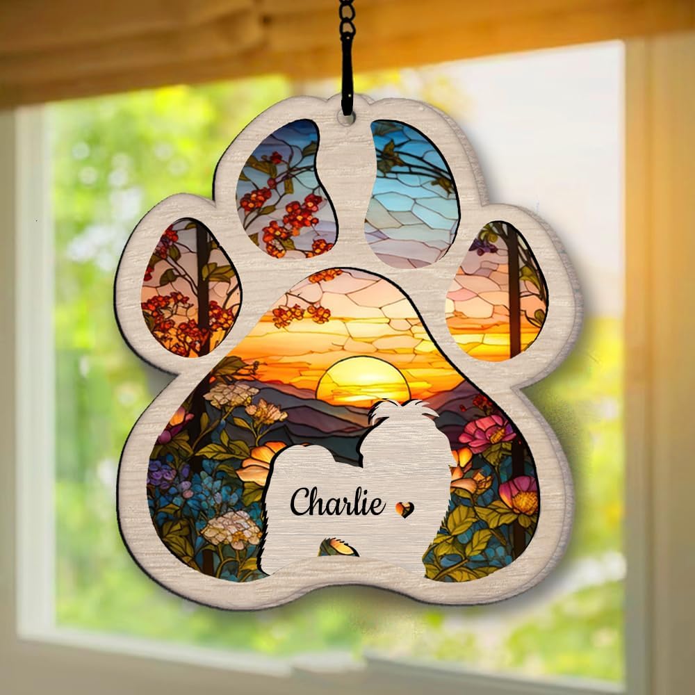 IZI POD Personalized Shih Tzu Suncatcher Dog Memorial Gifts, Custom Shih Tzu Ornament Christmas Tree, Pet Remembrance Gift, Loss of Dog Sympathy Gift, Pets Memorial Ornament, Pet Loss Suncatcher