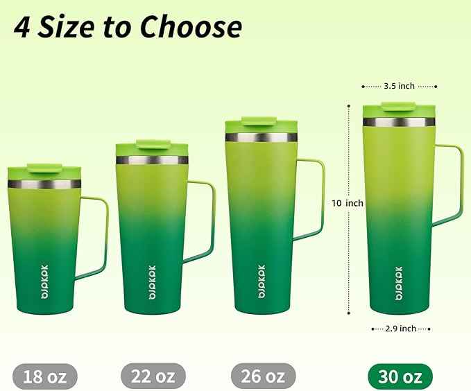 BJPKPK Insulated Tumbler with Handle, 30oz Insulated Tumblers with Lid and Straw, Stainless Steel Metal Water Bottles, Coffee Travel Mugs, Cups, Bamboo Grove