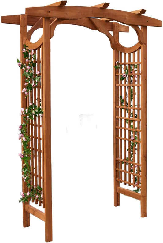 Solid Fir Wooden Garden Arch Premium Outdoor Trellis for Climbing Plants, 83.12”H×59”W×29.75’’D, Also can be Used for Wedding and Party Decoration