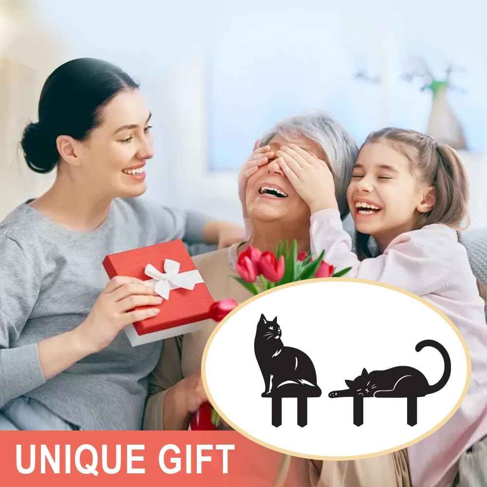 for Women Cat Metal Decorative Garden Stakes Cat Unique Gifts for Men Silhouette Statues for Yard Art, Outside, Patio, Outdoor Decor, Garden Decorations, Lawn Ornaments