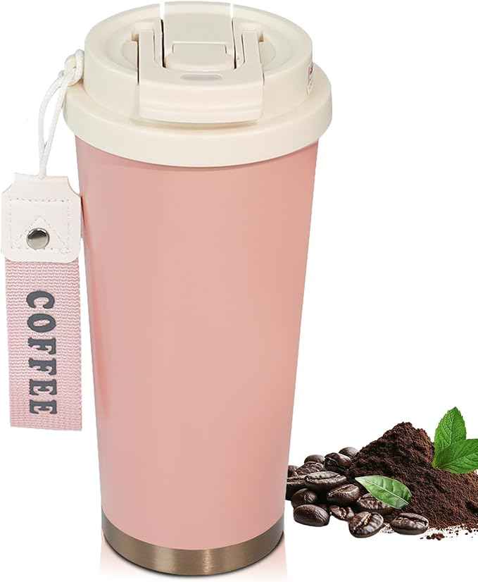 Insulated Coffee Tumbler 17.9oz 530ml Travel Coffee Mug 316 Stainless Steel Dual Drink Openings Leakproof Lid Reusable Insulated Coffee Mug Hot and Cold Ideal Travel Mug for Coffee Lover Daily