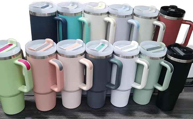 40oz Insulated Travel Mug Tumbler With Handle and Straw,Stainless Steel Double Wall Vacuum Cup Keep Drink Cold and Hot (Frog-blue#)
