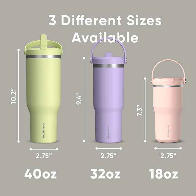 Hydrapeak Nomad 32 oz Tumbler with Handle and Straw Lid, Leakproof, Double Insulated, 32oz Cup Stainless Steel (Ivory)