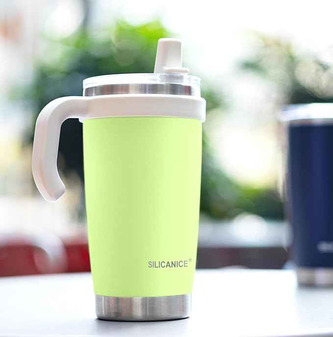 For Iced Coffee & Smoothies – Never Drink from a Moldy Lid Again: 20oz Hygienic Tumbler, 100% Leakproof Lid & Removable Foldable Spout. Reinforced Base, Fits Cup Holders - KeyLime