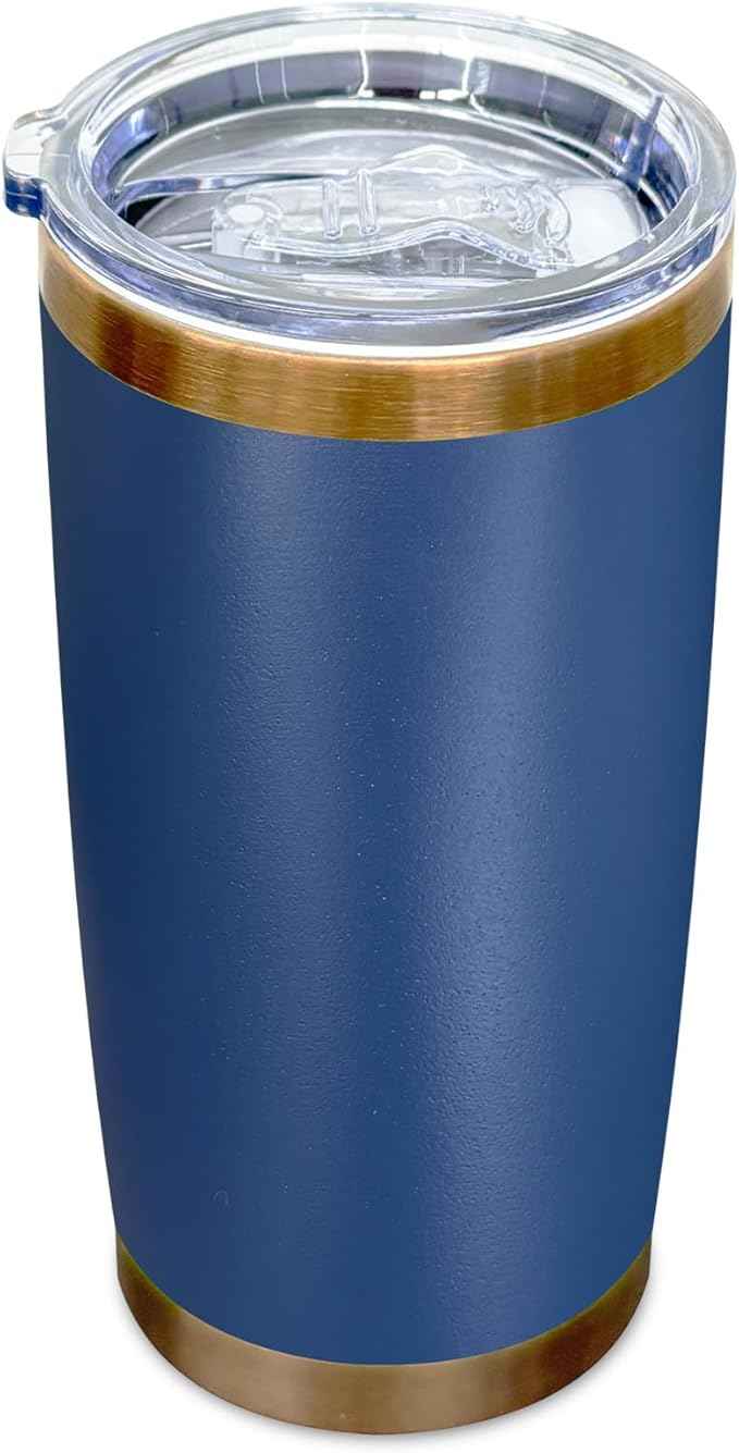 20 oz Tumblers Stainless Steel Tumbler with Lid and Straw Insulated Copper Coffee Mug for Laser Graving 29oz Powder Coated Cup(Navy,1 pack)