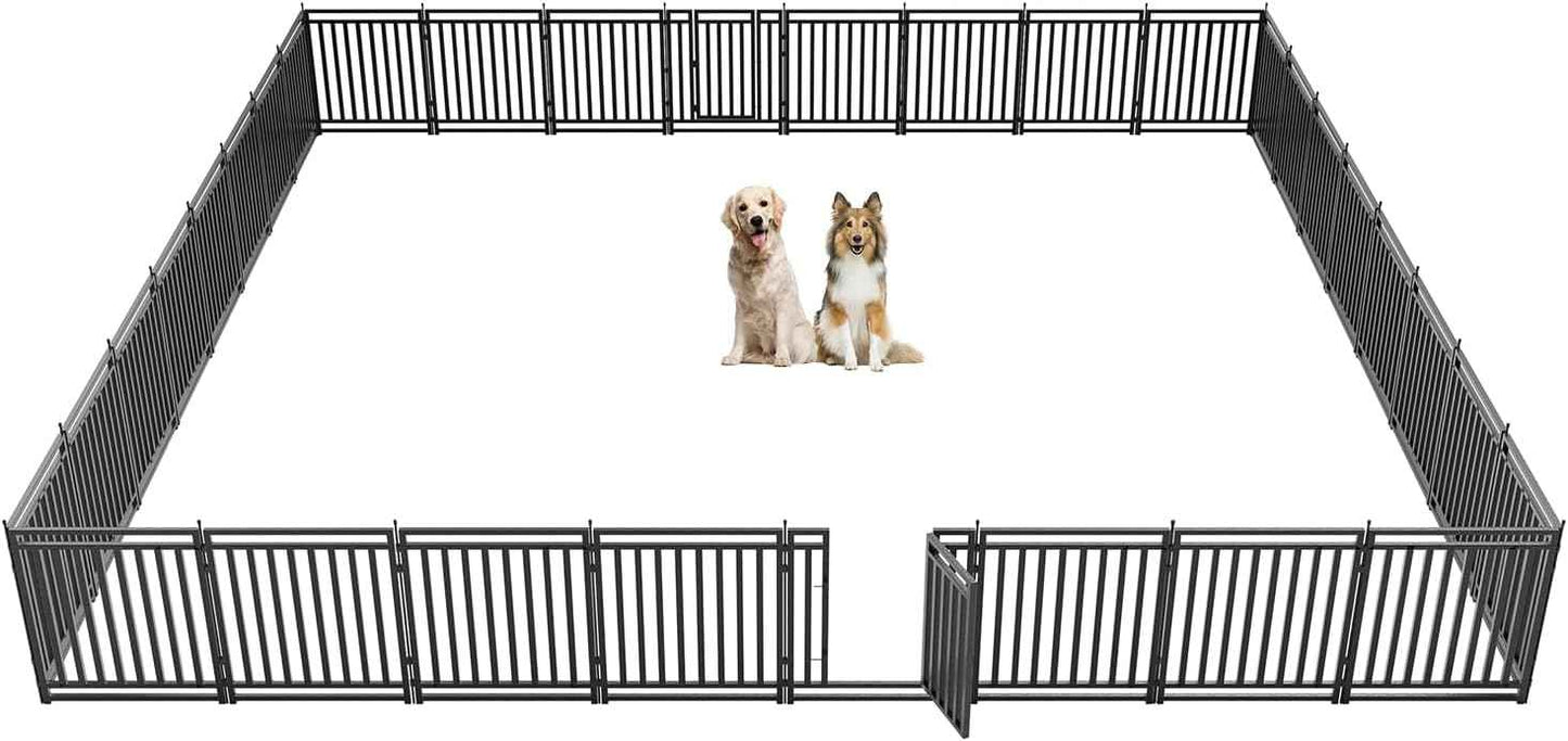 Dog Playpen Metal Dog Fence Outdoor for Yard 32" Height 32 Panels Portable Dog Pen Pet Kennel for RV Camping(Black-Silver)