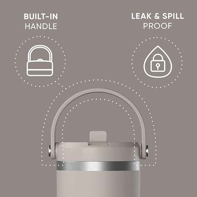 Hydrapeak Nomad 32 oz Tumbler with Handle and Straw Lid, Leakproof, Double Insulated, 32oz Cup Stainless Steel (Mocha)