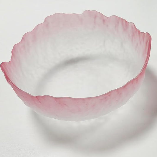 Glass Salad Bowl Irregular Lotus Flower Shape Serving Bowls, Mixing Nut Bowls for Kitchen Fruist, Snack, Dessert, and Ice Cream Candy Dishes (Crystal Gradient Pink, 6.5")
