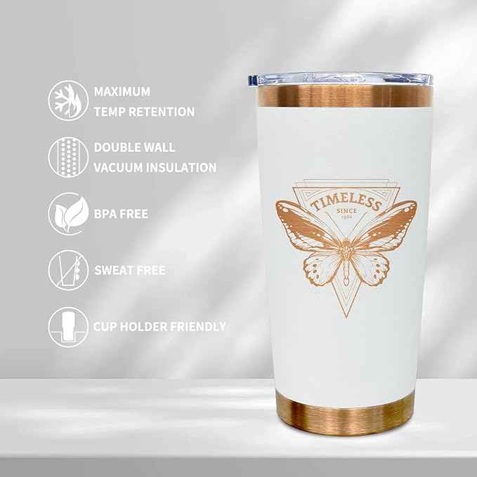 20 oz Tumblers Stainless Steel Tumbler with Lid and Straw Insulated Copper Coffee Mug for Laser Graving 24oz Powder Coated Cup(White,6 pack)