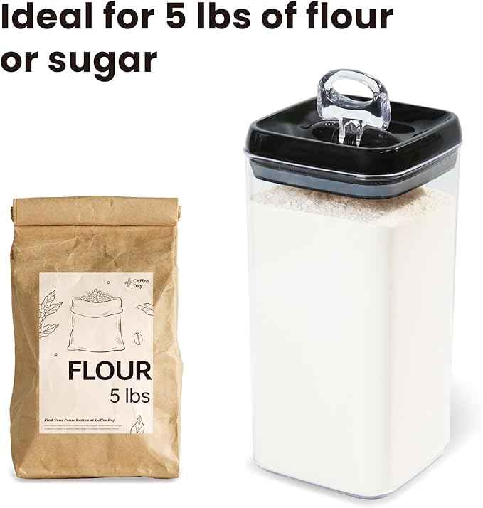 Felli Flip Tite Acrylic Food Storage Container with Lid 6” XL Air Tight Ring Seal Flip Lock, Plastic Kitchen Baking Canister for 5 lb Flour Sugar Rice Protein Powder Pantry Organizer (Nest-L Black)