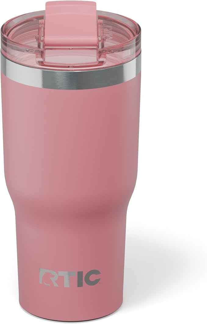 RTIC 20oz Essential Tumbler with Lid, Ceramic Lined, Insulated, Stainless Steel, Metal, Double Wall Vacuum-Insulation, Travel Cup for Iced Coffee, Tea, Hot and Cold Drink, Dusty Rose