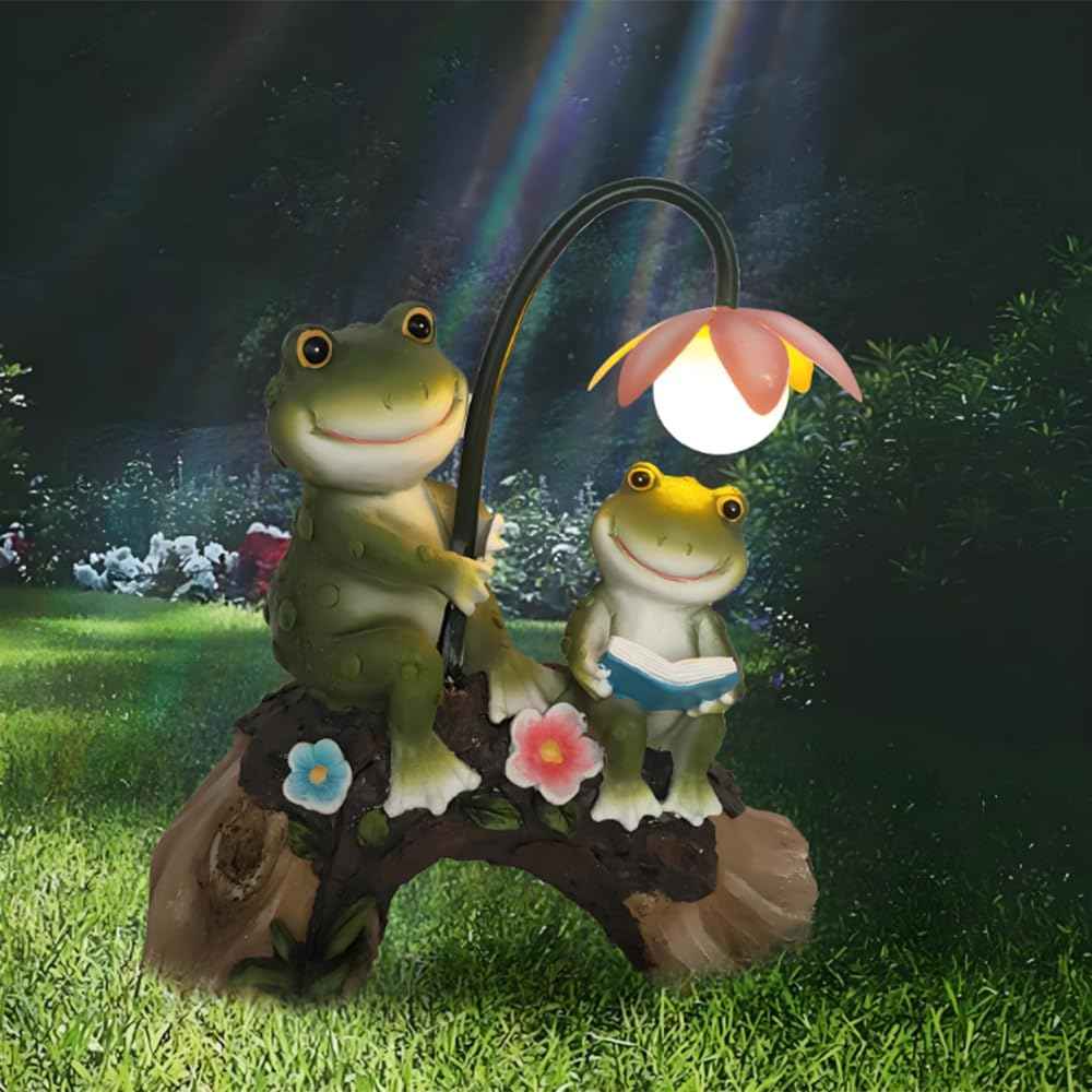 Garden Decor Solar Light, Resin Frog Statue Outdoor Decoration, Garden Statue for Outside Clearance, Balcony, Front Porch, Yard Ornaments, Patio